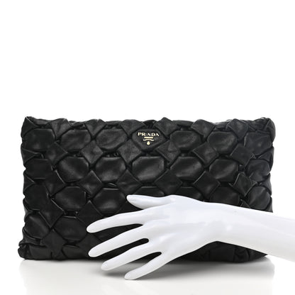Prada Nappa Woven Pouch Black 2 of 11
