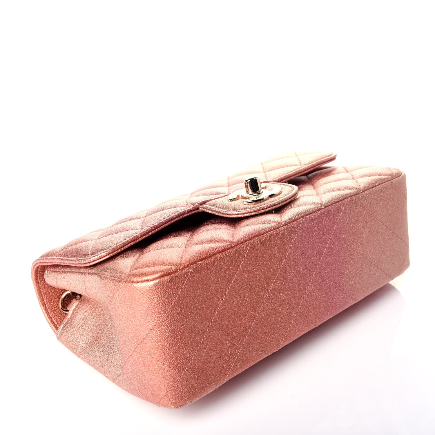 Chanel Metallic Lambskin Quilted Ombre Mini Rectangular Flap Pink 4 of 9