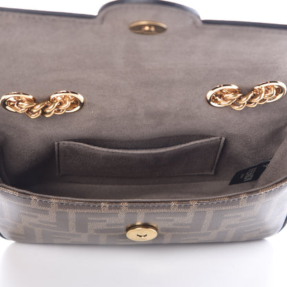 Fendi Glazed Fabric Vitello Century FF 1974 Stamp Patch Mini Double F Crossbody Bag Mogano Panna Black 5 of 9