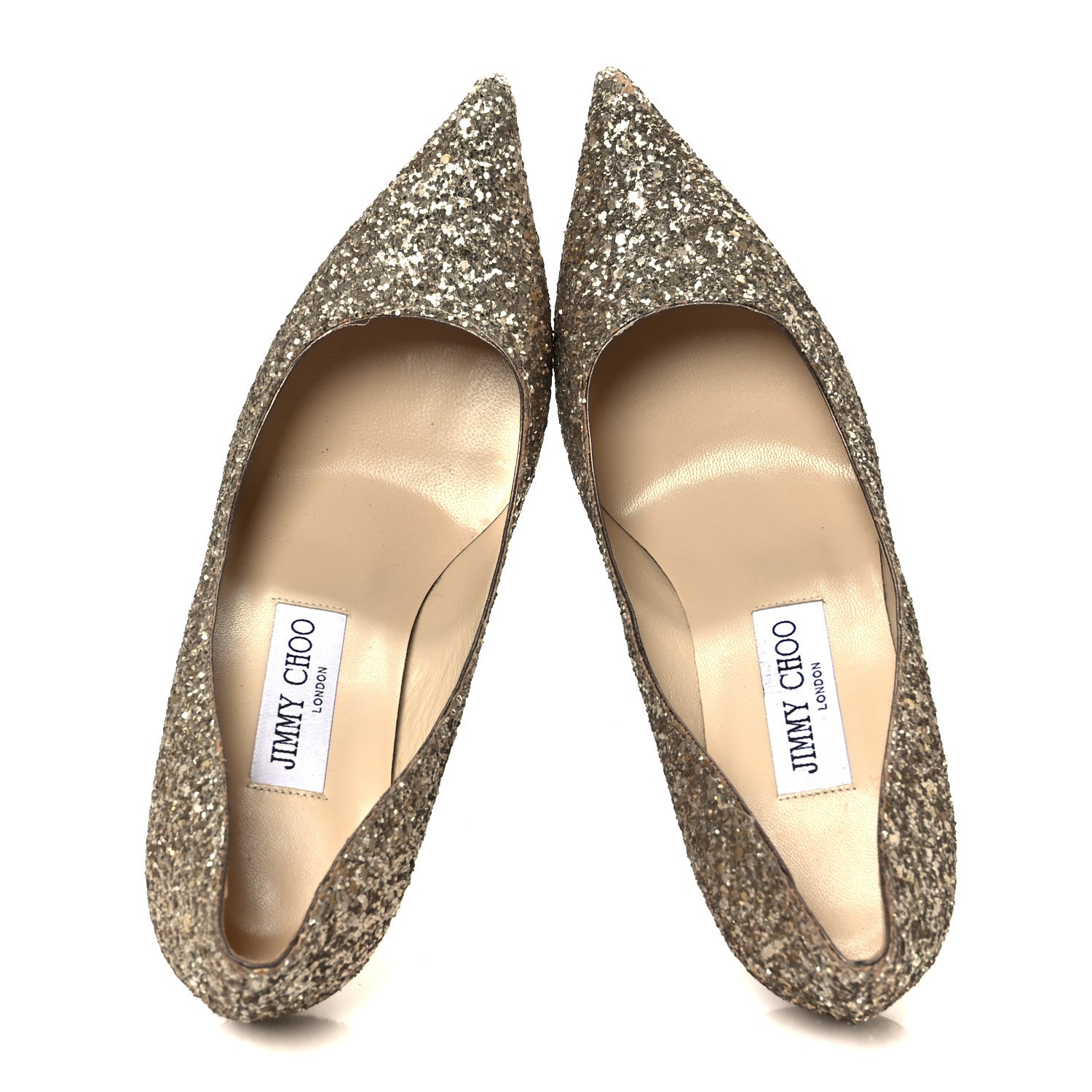 Jimmy Choo Coarse Glitter Pointy Toe Love 85 Pumps 36  Antique Gold 2 of 8