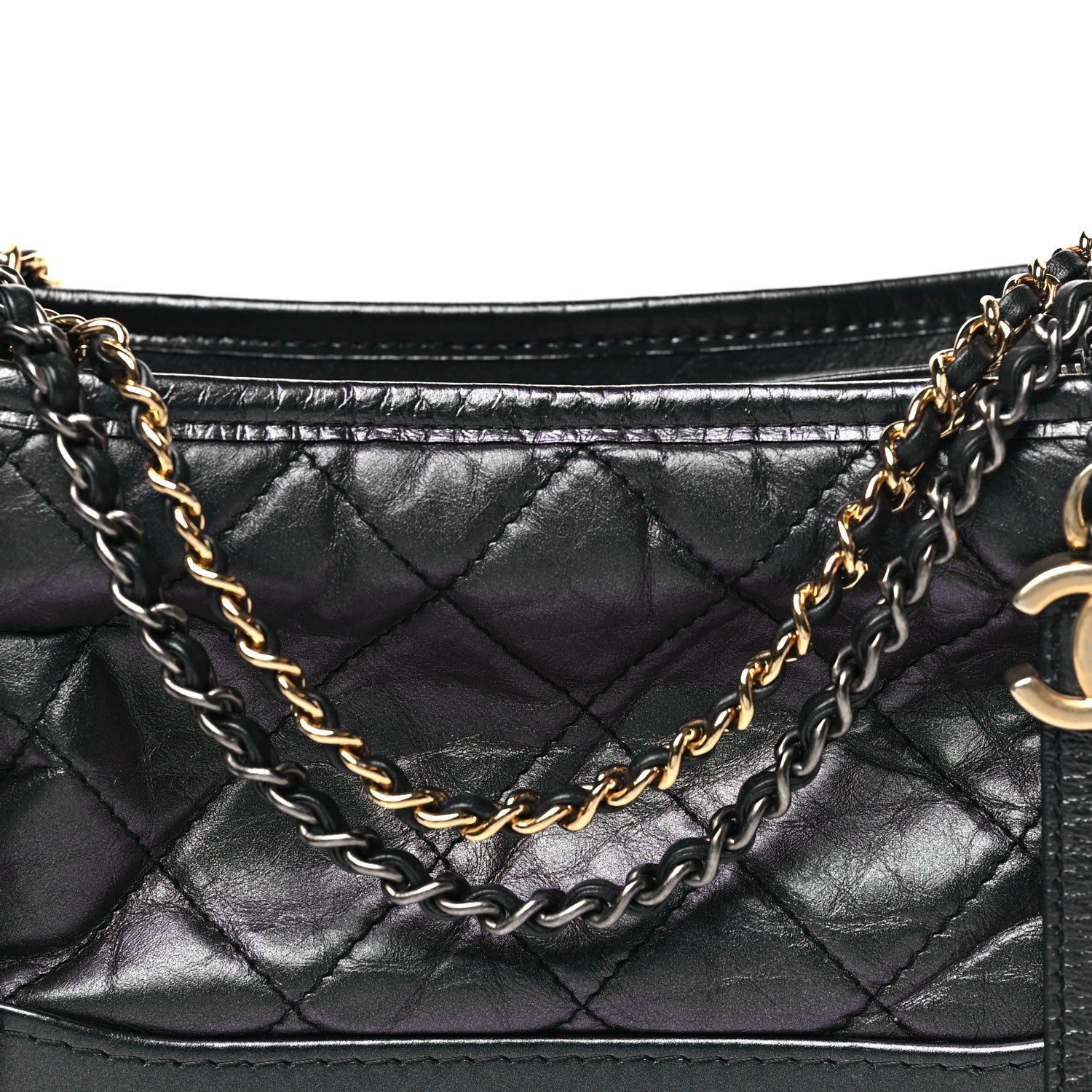 Chanel Iridescent Aged Calfskin Quilted Small Gabrielle Hobo Black 8 of 10