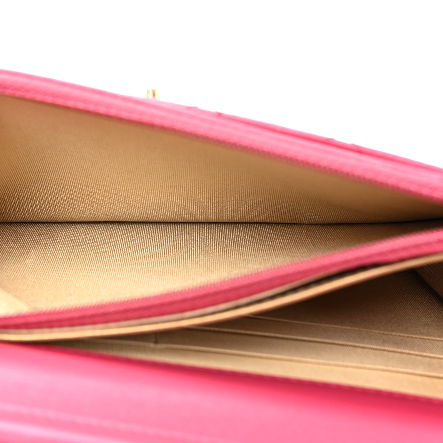 Lambskin Quilted CC Pearl Crush Wallet on Chain WOC Dark Pink