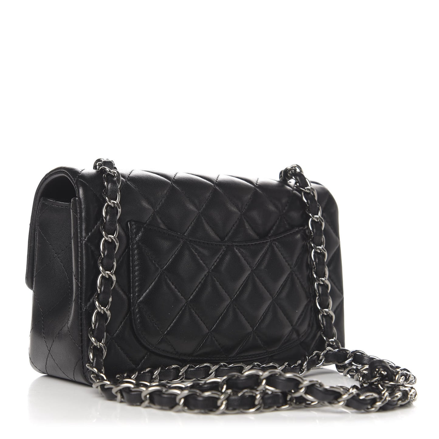 Lambskin Quilted Mini Rectangular Flap Black