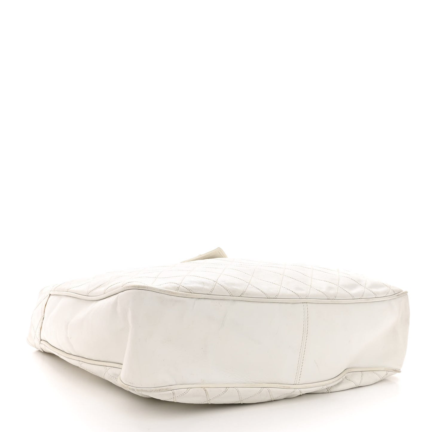 Lambskin Stitched Shoulder Bag White