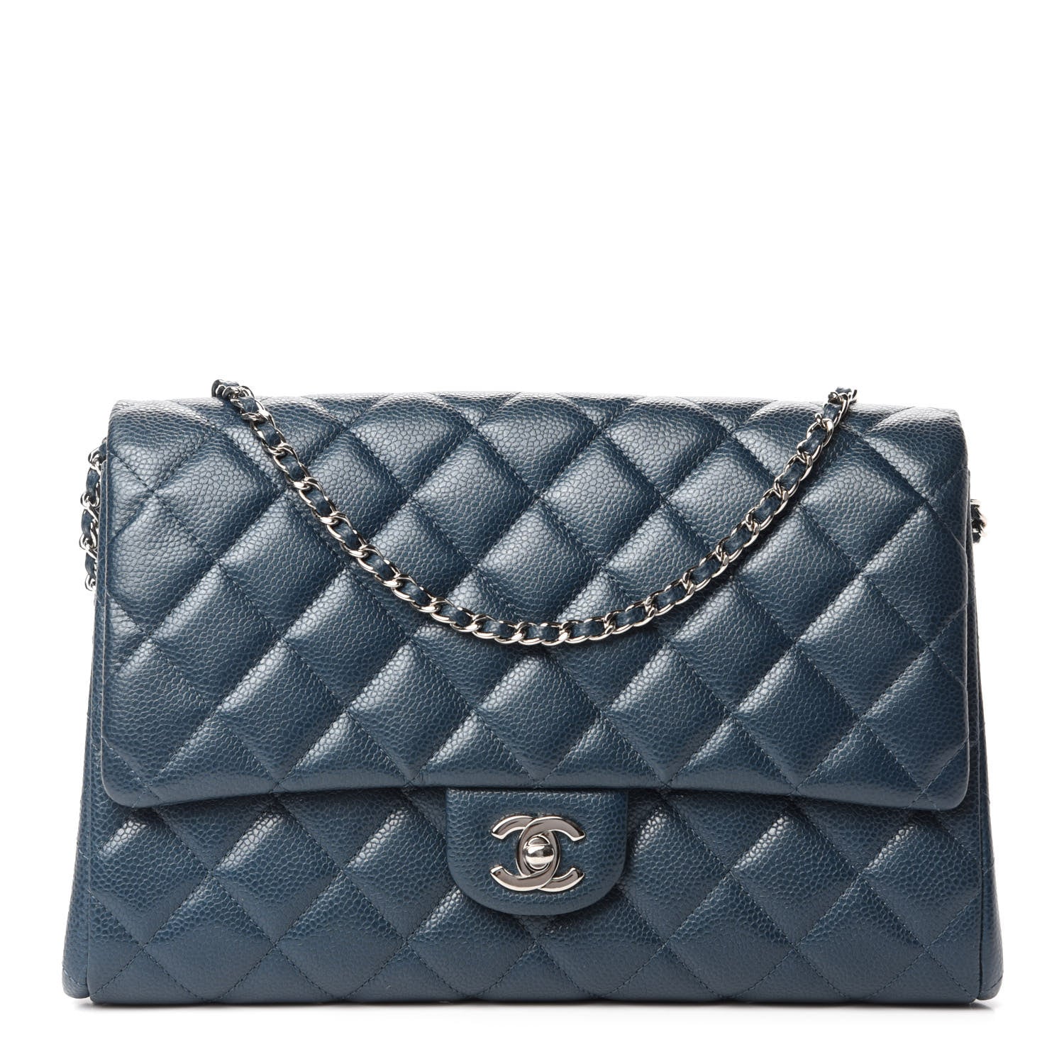 Chanel Caviar Quilted Clutch With Chain Flap Blue 1 of 11