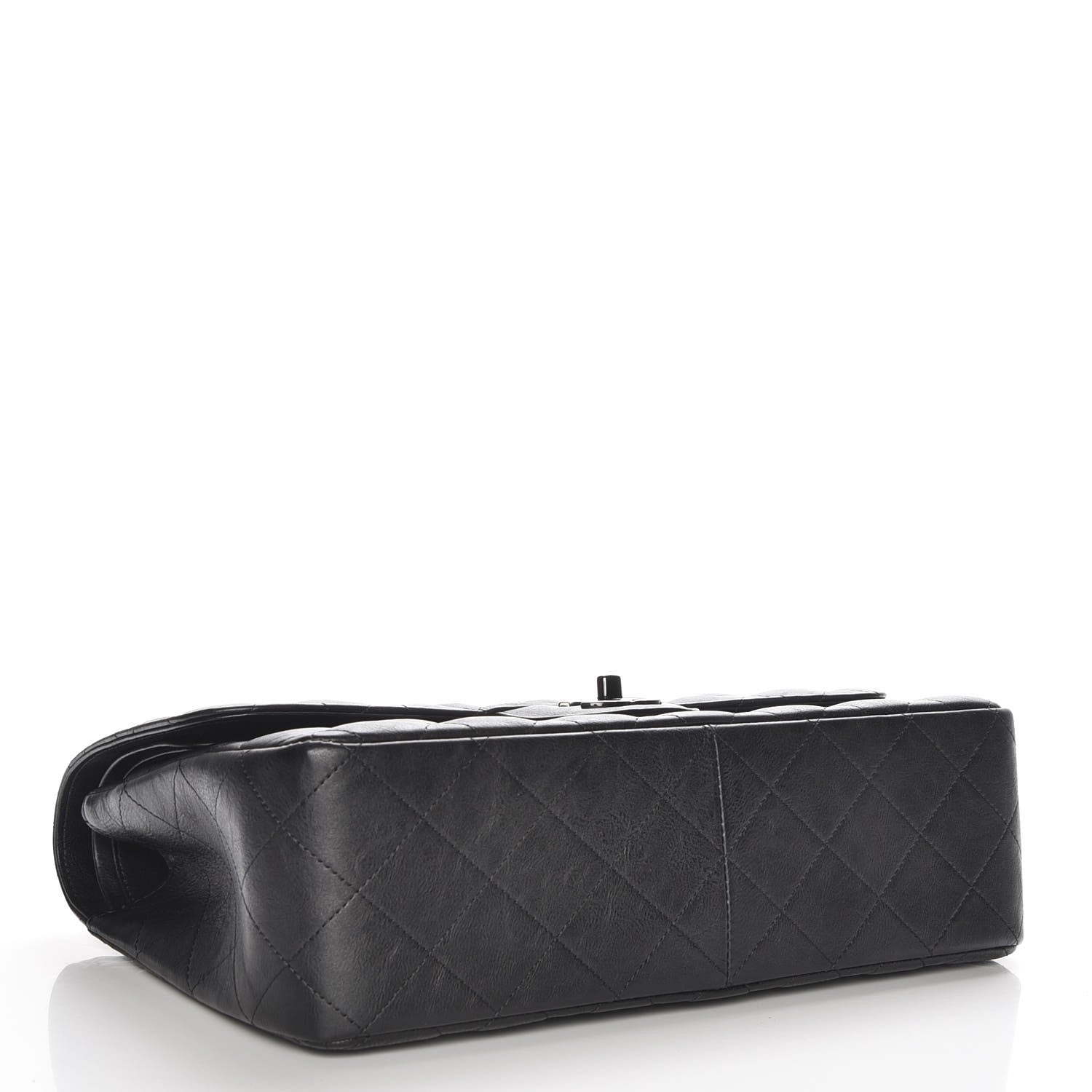 Chanel Crumpled Calfskin Quilted Jumbo Double Flap So Black 4 of 8