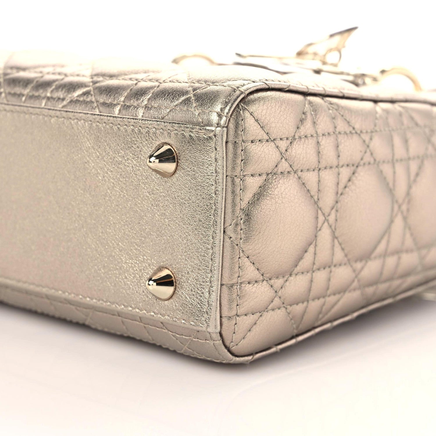 Christian Dior Metallic Calfskin Cannage Small My ABCDior Lady Dior Gold 7 of 8