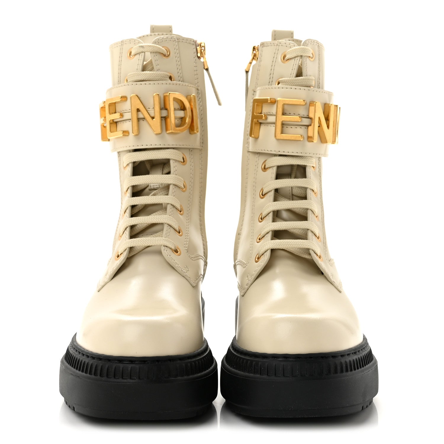 Fendi Vitello Abrasivato Fendigraphy 50mm Biker Boots 36 White 3 of 11