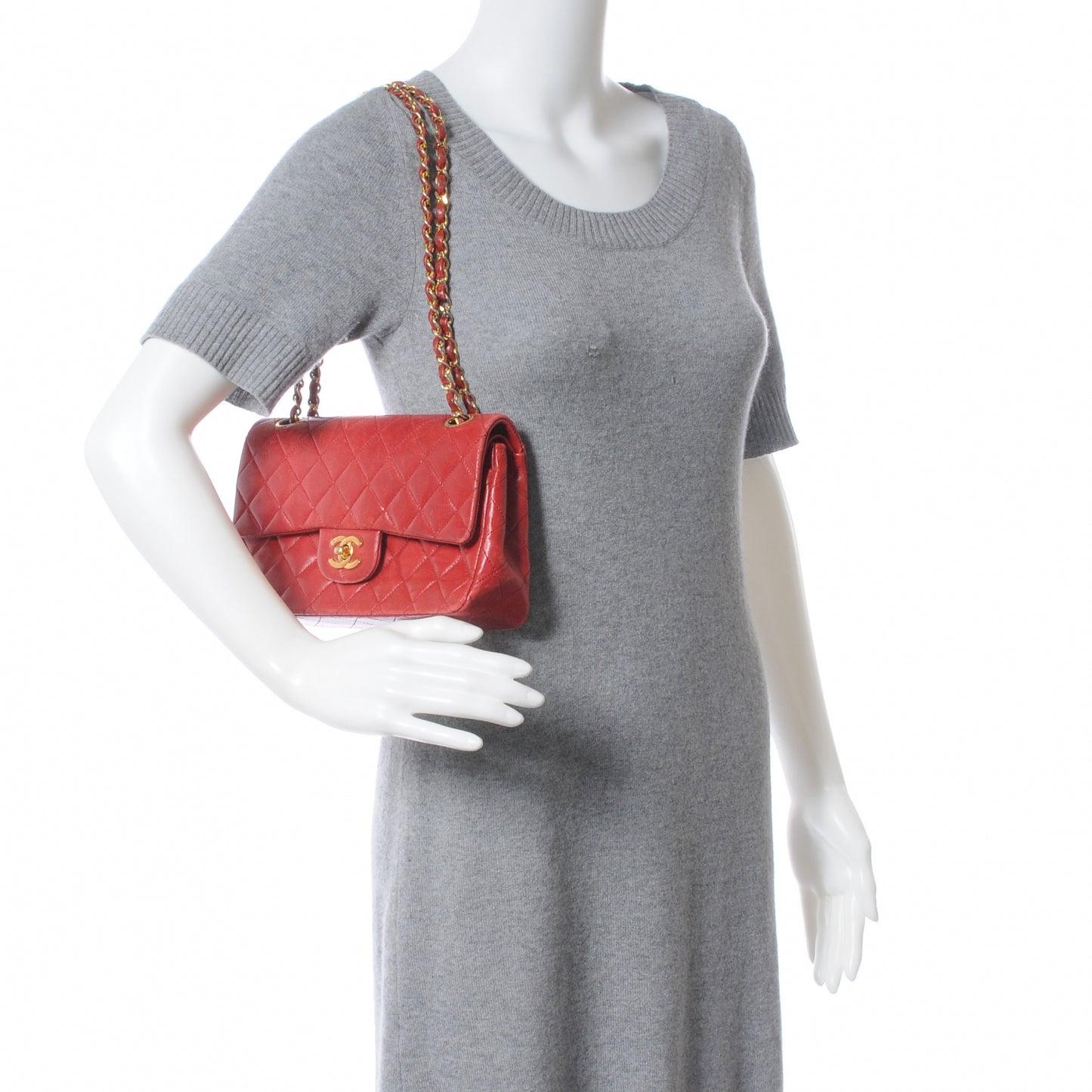 Lambskin Quilted Small Double Flap Red