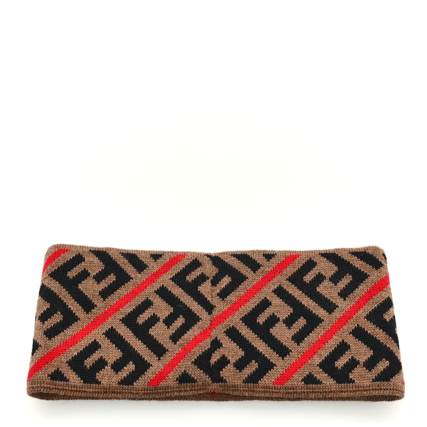 Wool Knitted FF Logo Headband Mud Black Red
