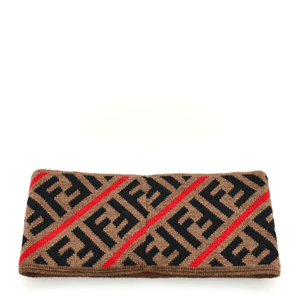 Fendi Wool Knitted FF Logo Headband Mud Black Red 3 of 4