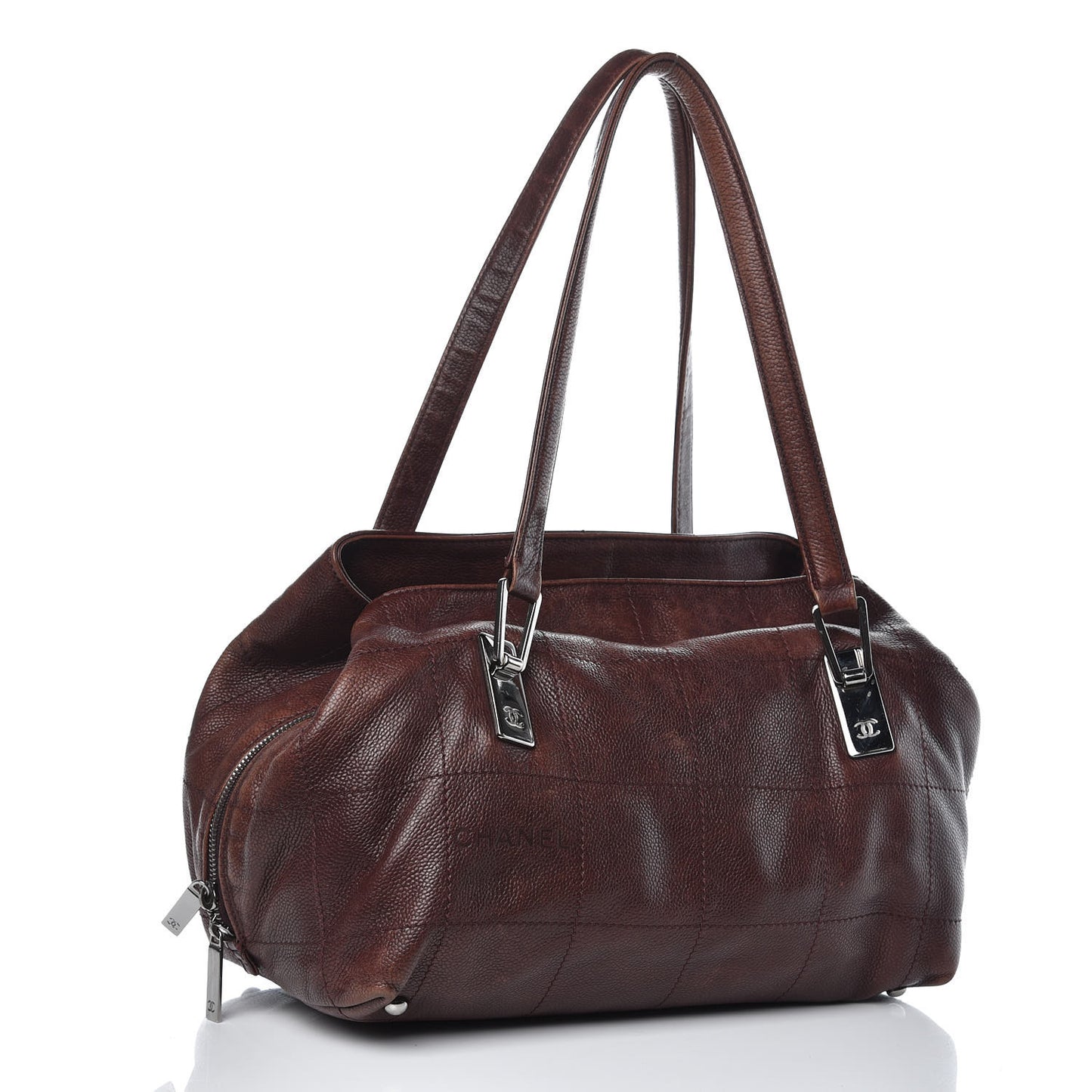 Caviar Chocolate Bar Quilted Shoulder Bag Brown