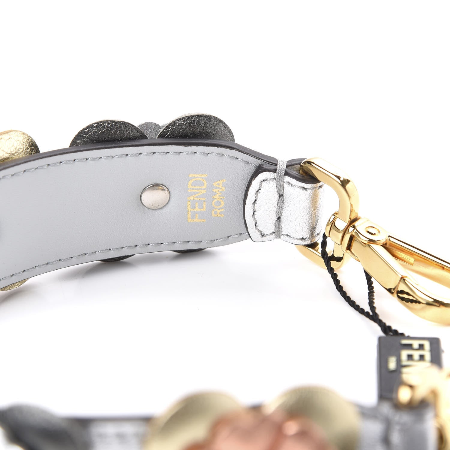 Fendi Vitello Catalan Mirror Flowerland Studded Mini Strap You Argento Multicolor 4 of 4