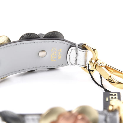 Fendi Vitello Catalan Mirror Flowerland Studded Mini Strap You Argento Multicolor 4 of 4
