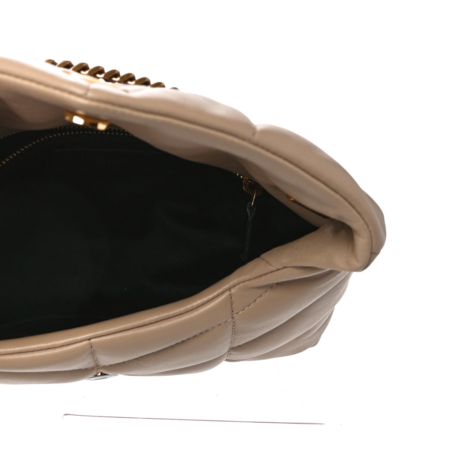 Saint Laurent Lambskin Quilted Toy Loulou Puffer Monogram Chain Satchel Dark Beige 5 of 11