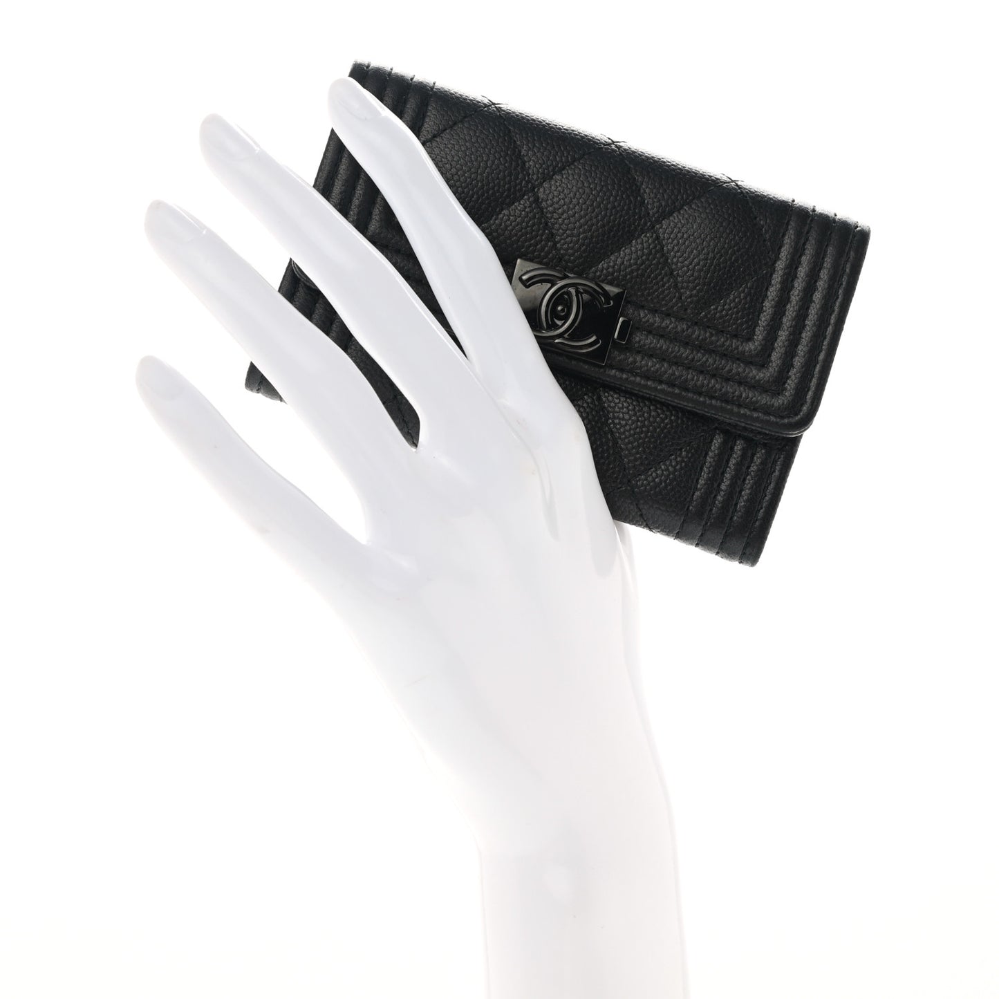 Caviar Quilted Boy Flap Card Holder So Black