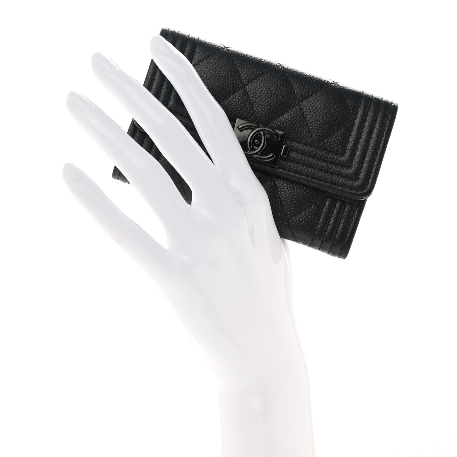Chanel Caviar Quilted Boy Flap Card Holder So Black 2 of 9