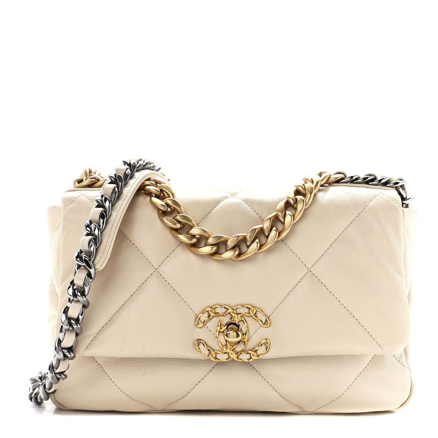 Chanel Lambskin Quilted Medium Chanel 19 Flap Light Beige 1 of 11