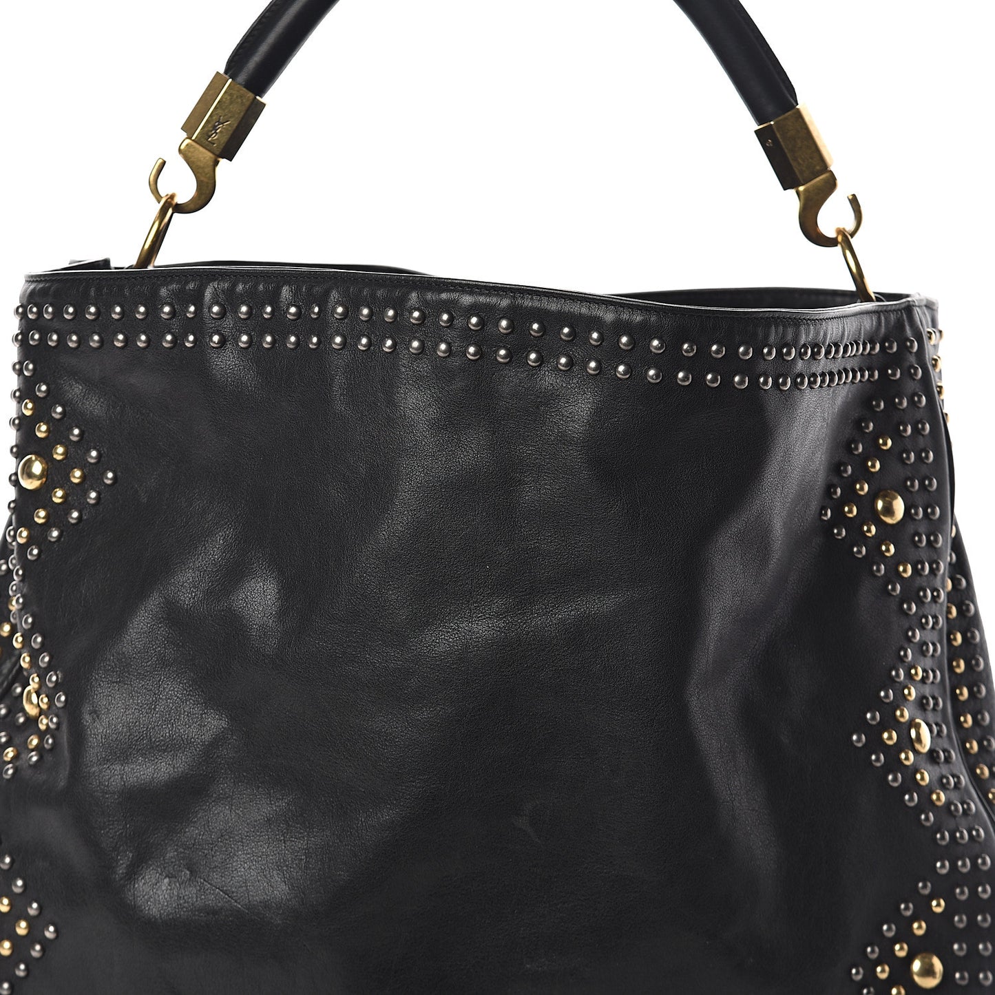 Calfskin Studded Roady Hobo Black