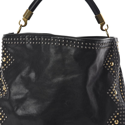 Saint Laurent Calfskin Studded Roady Hobo Black 6 of 8