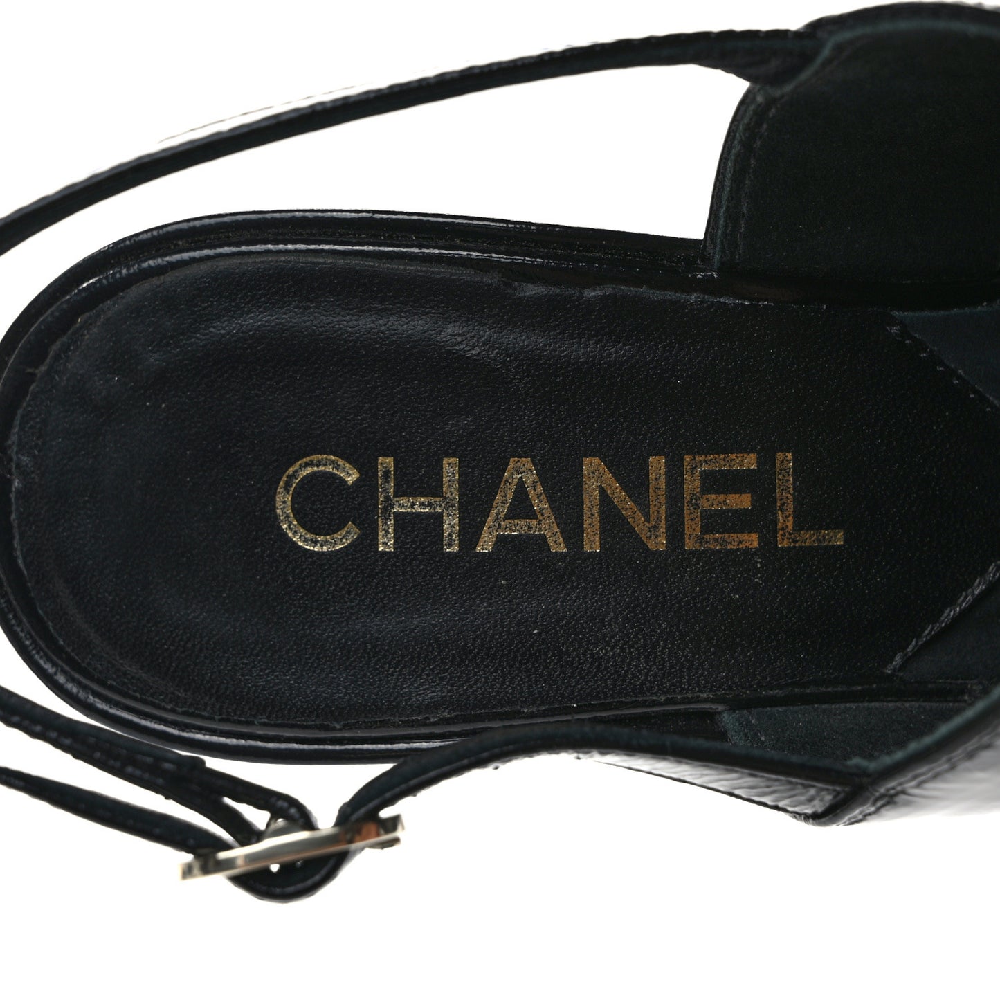 Crumpled Patent Lambskin Platform Sandals 36 Black