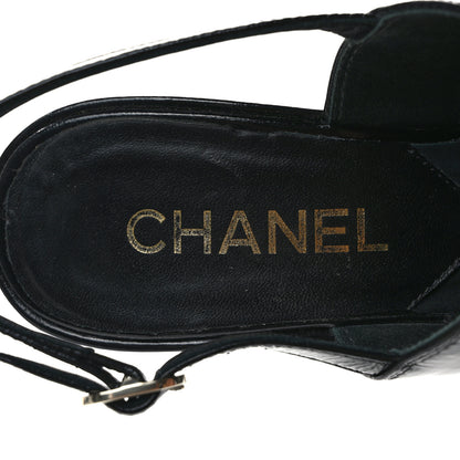 Chanel Crumpled Patent Lambskin Platform Sandals 36 Black 6 of 8