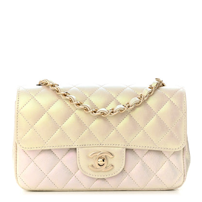 Chanel Iridescent Lambskin Quilted Mini Rectangular Flap Ivory 1 of 11