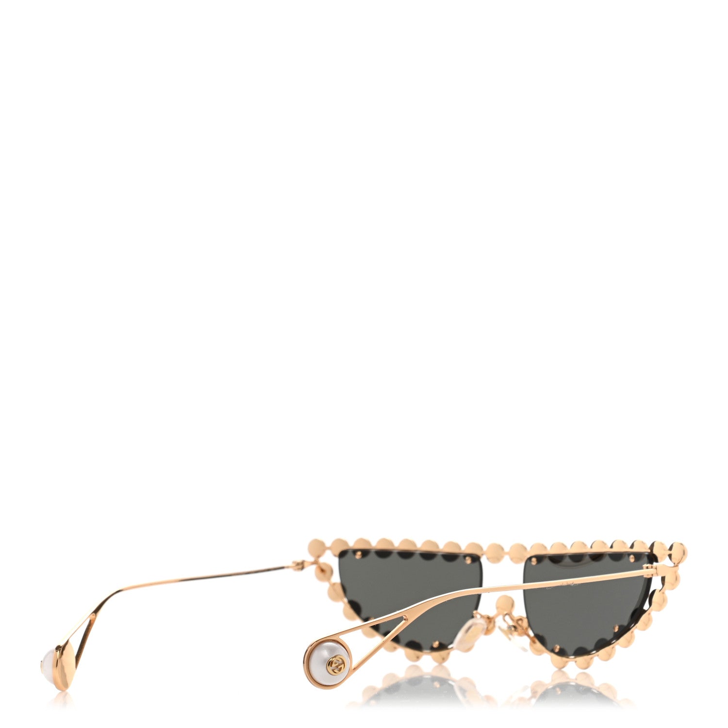 Gucci Metal Pearl Cat Eye Sunglasses GG0364S Gold 3 of 7