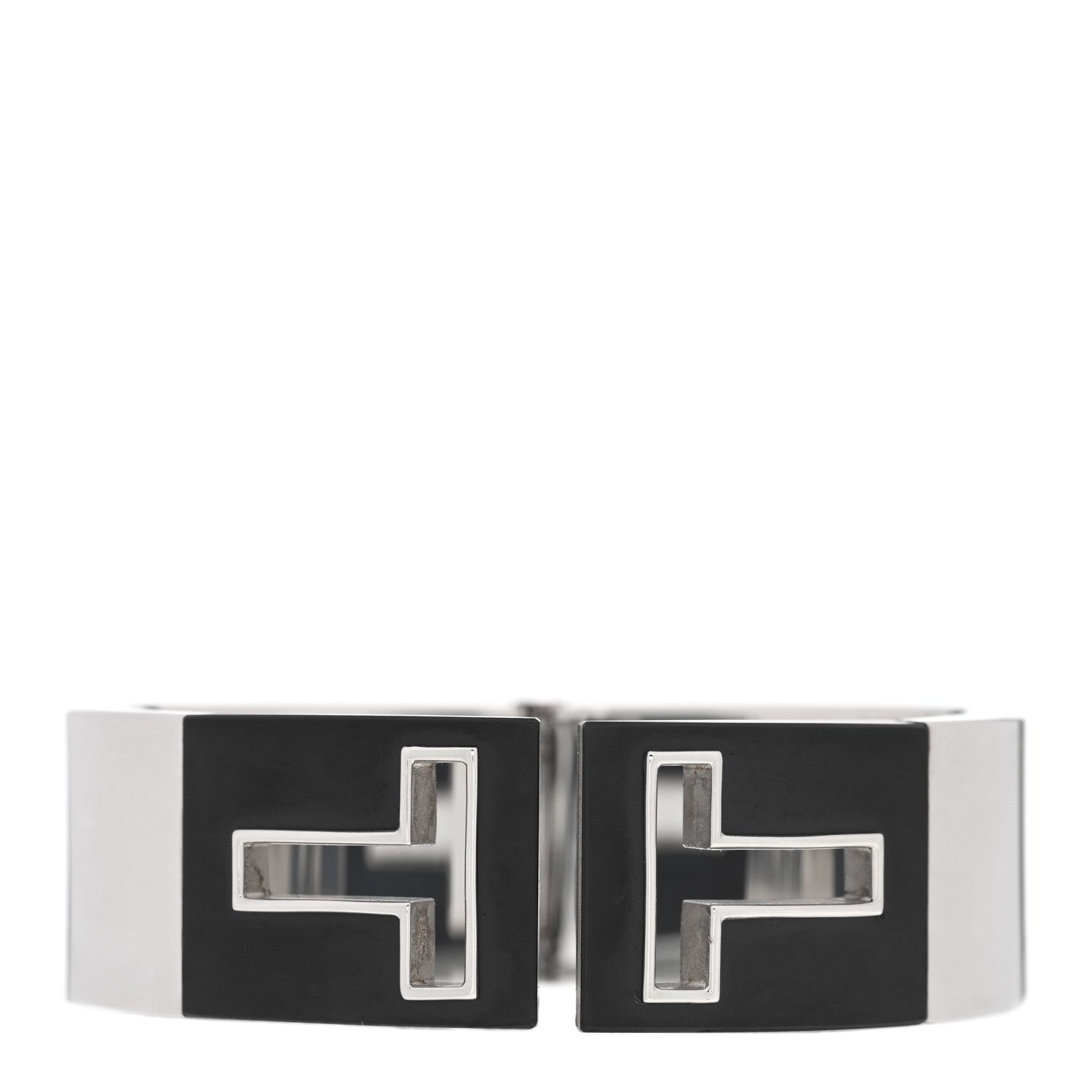 Tiffany Sterling Silver Black Ceramic T Cutout Cuff Bracelet 1 of 4