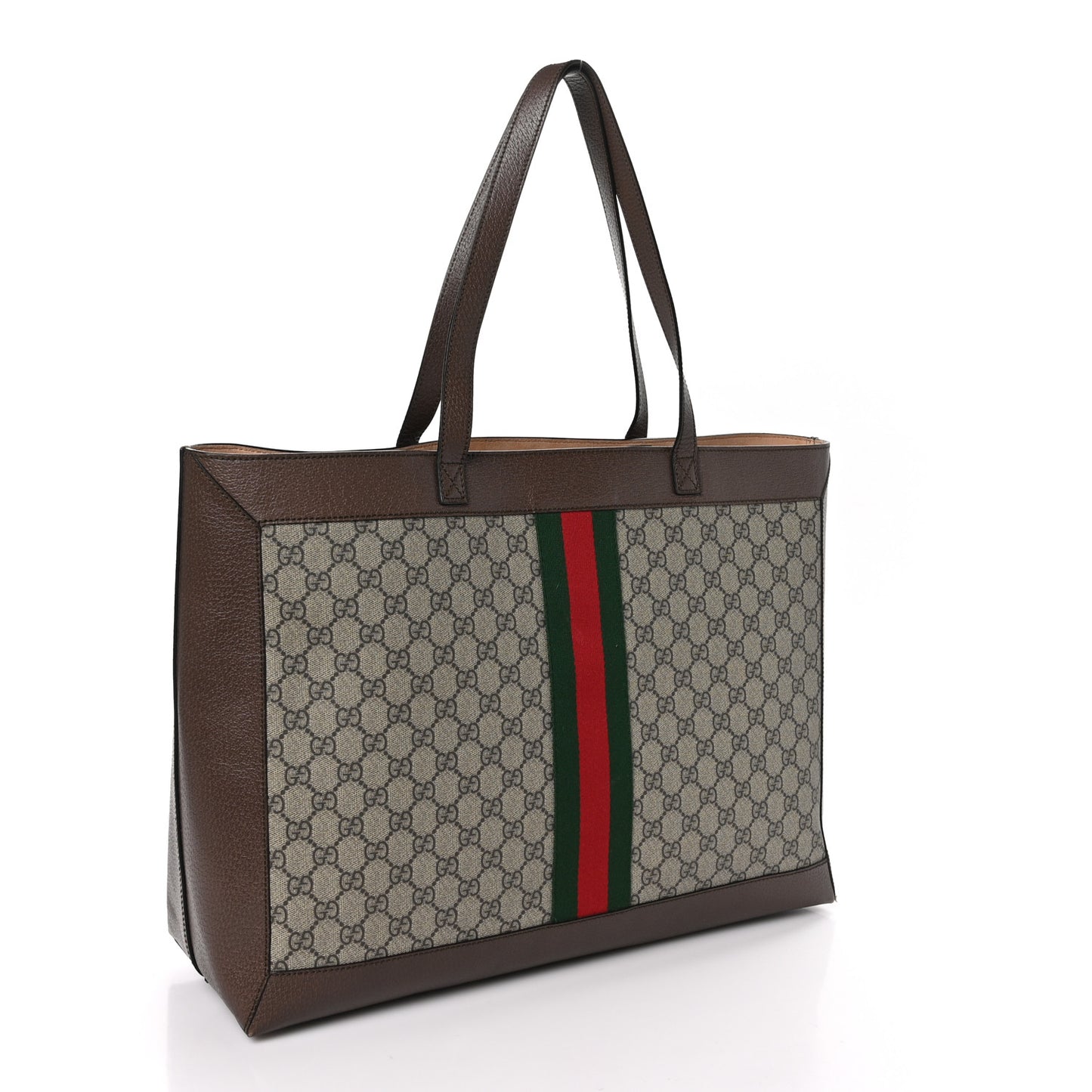 GG Supreme Monogram Web Ophidia Tote Brown