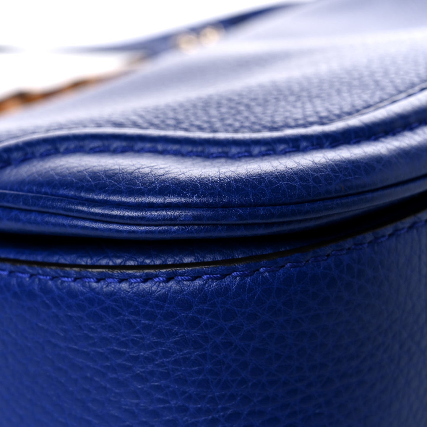 Calfskin Medium New Bamboo Top Handle Bag Blue