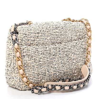 Chanel Tweed Quilted Medium Chanel 19 Flap Ecru Black 2 of 9