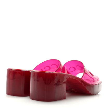 Gucci Rubber Gucci Logo Womens Platform 20/60mm Slide Sandals 37 Hibiscus Red 4 of 8