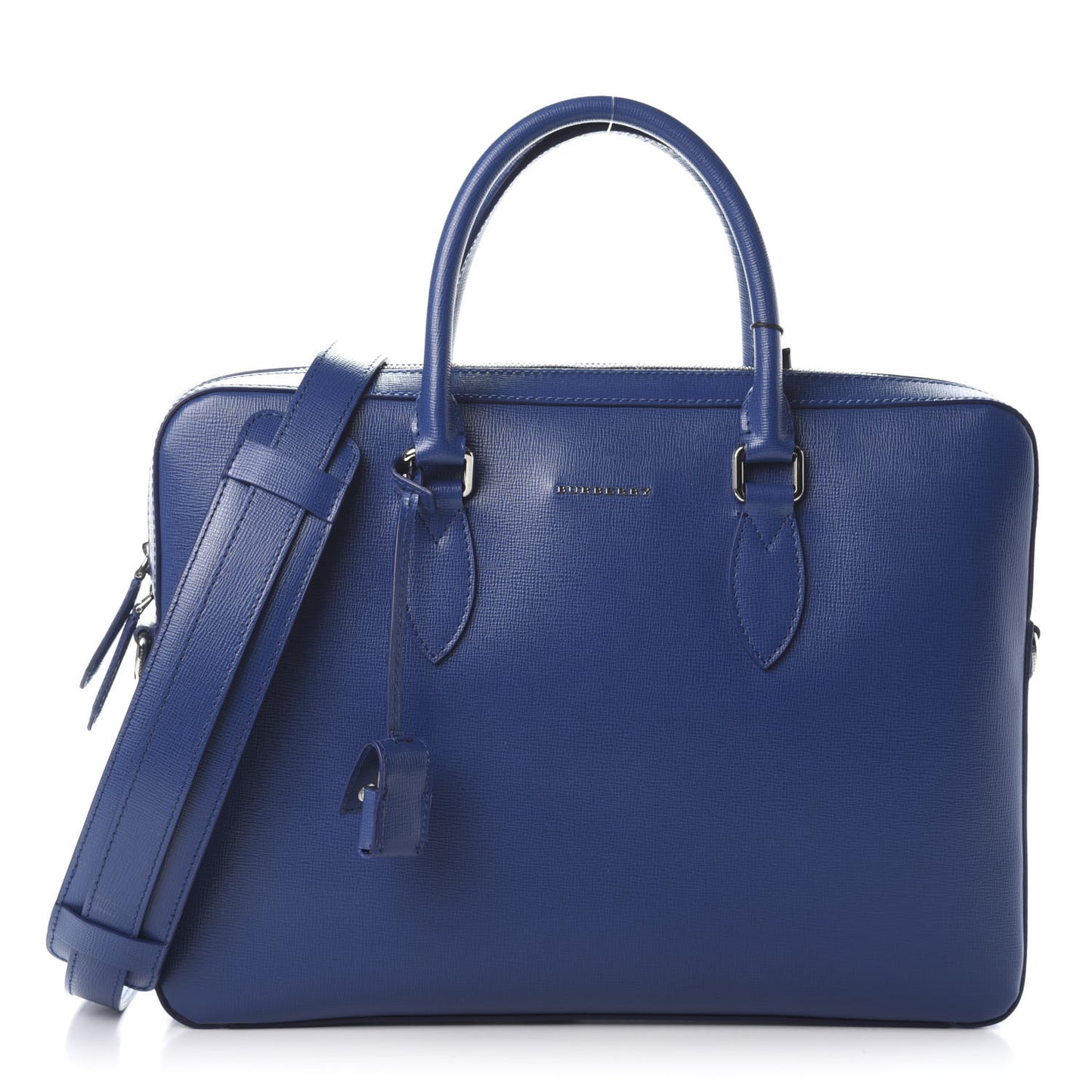 Textured Calfskin Barrow Briefcase Deep Blue