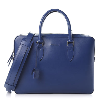 Burberry Textured Calfskin Barrow Briefcase Deep Blue 1 of 9