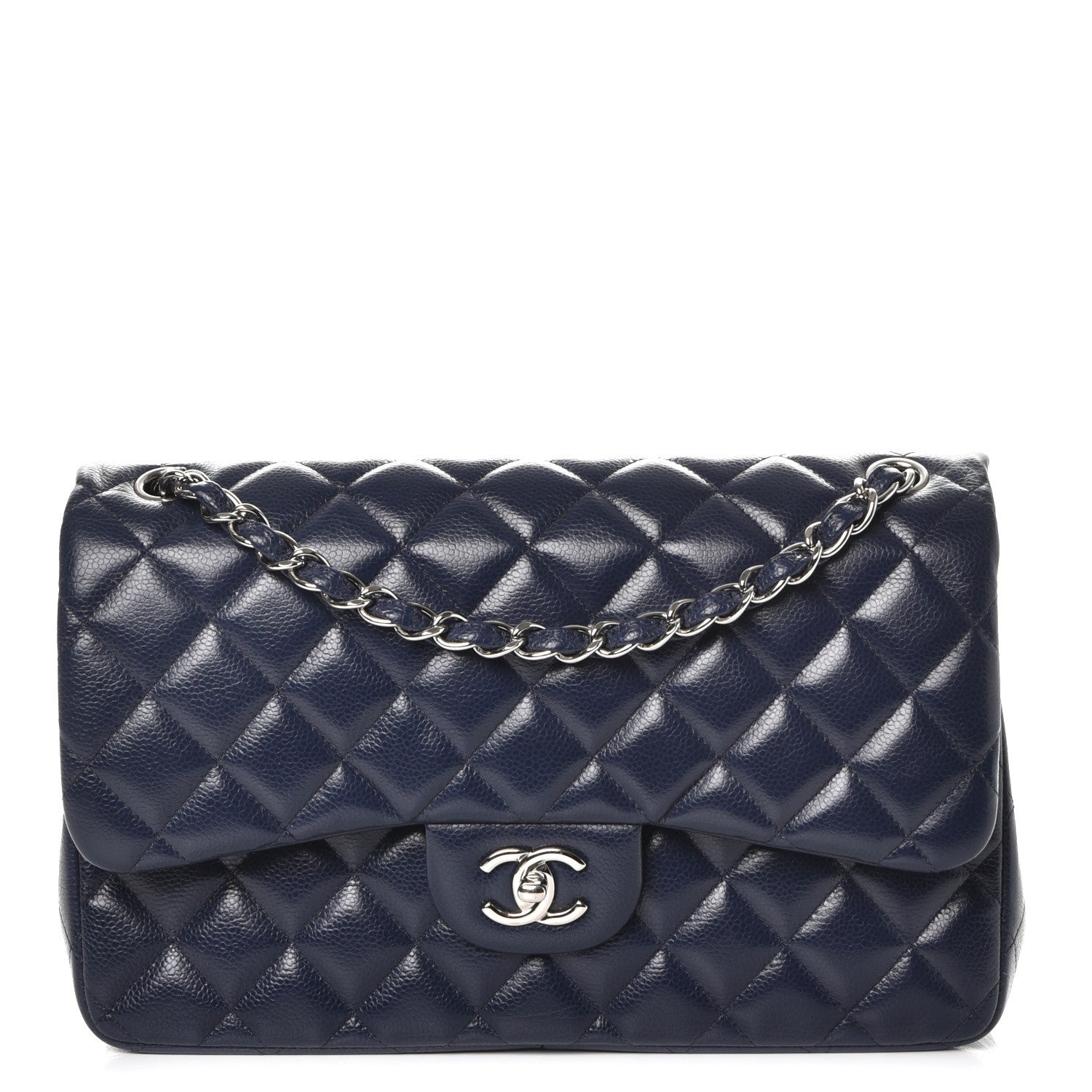 Chanel Caviar Quilted Jumbo Double Flap Navy Blue 1 of 9