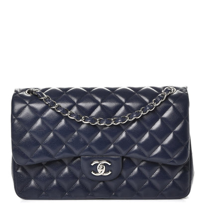 Chanel Caviar Quilted Jumbo Double Flap Navy Blue 1 of 9