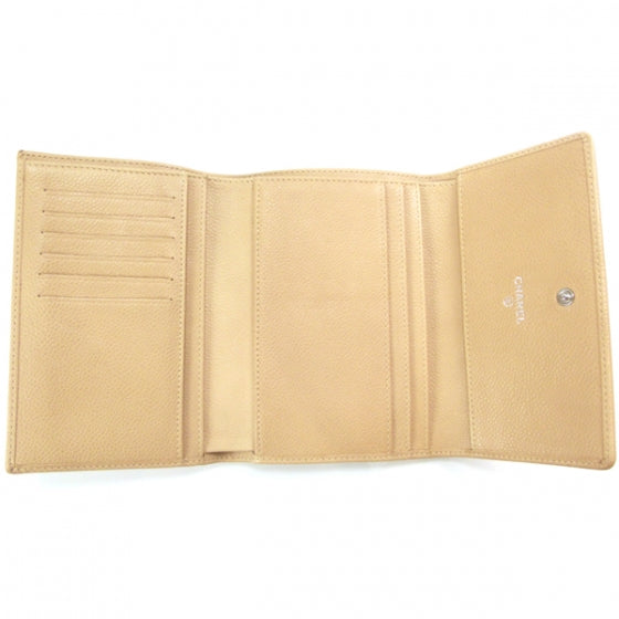 Caviar CC Flap Wallet Beige