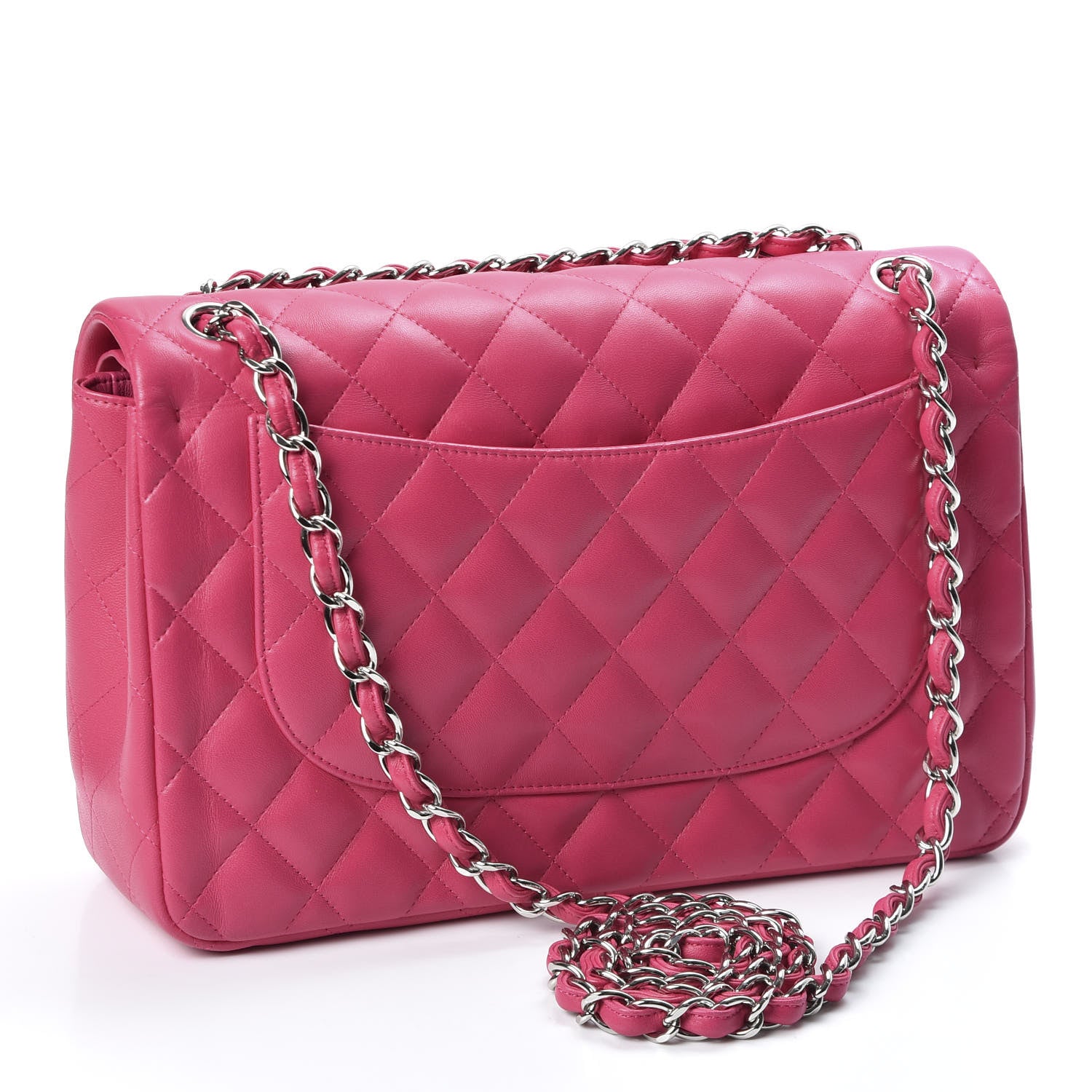 Chanel Lambskin Quilted Jumbo Double Flap Dark Pink 2 of 9