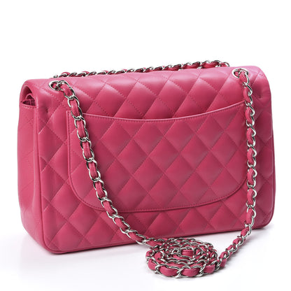 Chanel Lambskin Quilted Jumbo Double Flap Dark Pink 2 of 9
