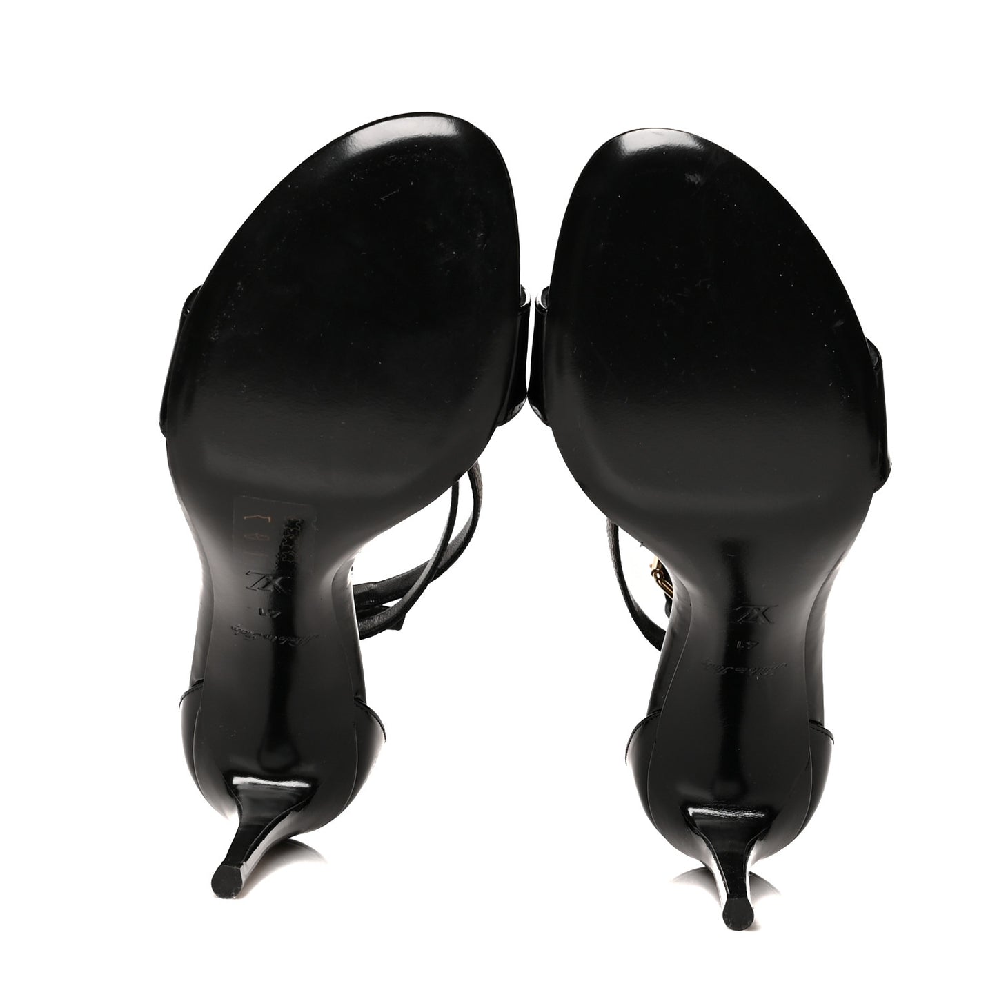 Patent Monogram Call Back Sandals 41 Black