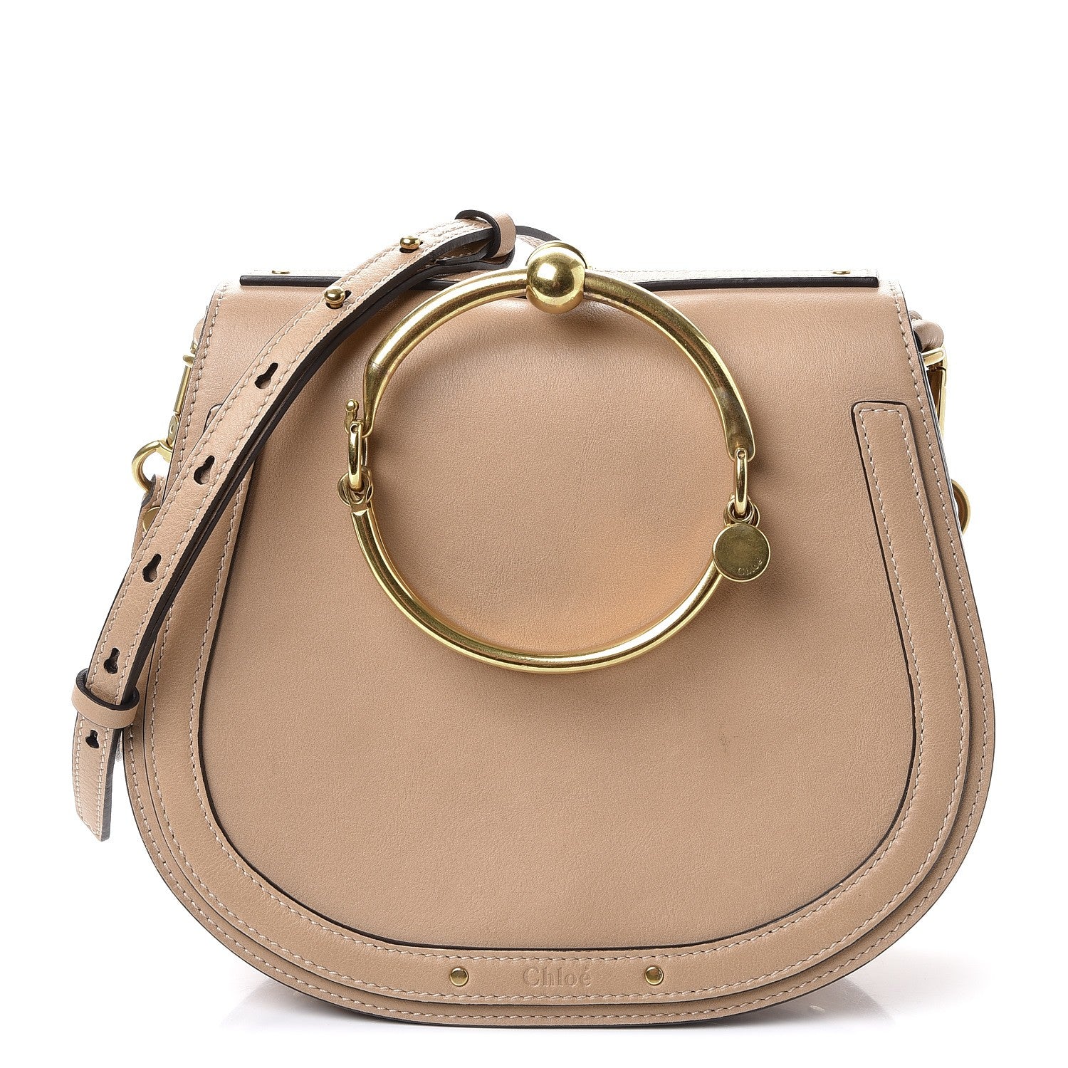 Chloe Calfskin Suede Medium Nile Bracelet Bag Biscotti Beige 1 of 14