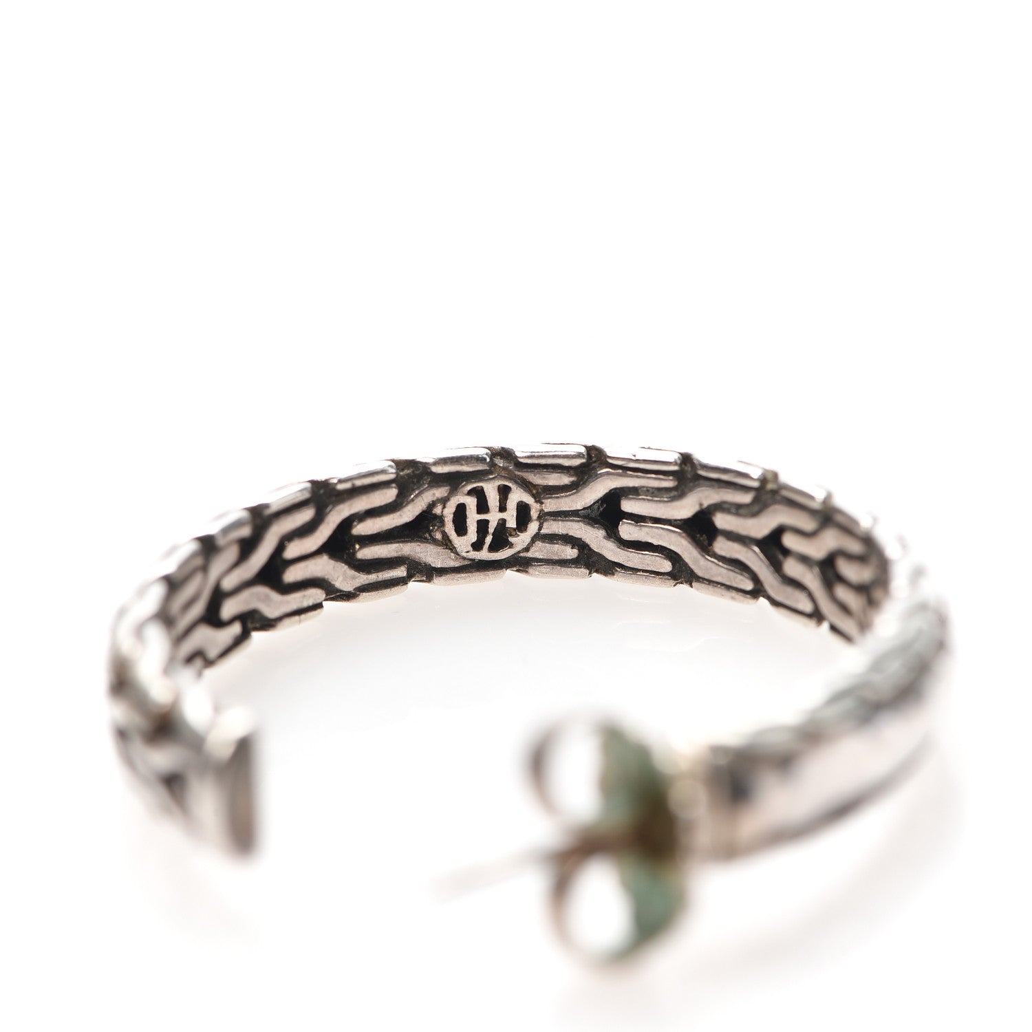 John Hardy Sterling Silver Hammered Hoop Earrings 4 of 5