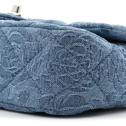 Chanel Denim Quilted Camellia Sweetheart Mini Flap Blue 8 of 9