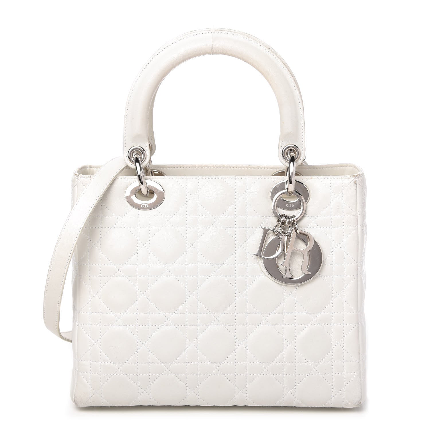 Christian Dior Lambskin Cannage Medium Lady Dior White 1 of 11