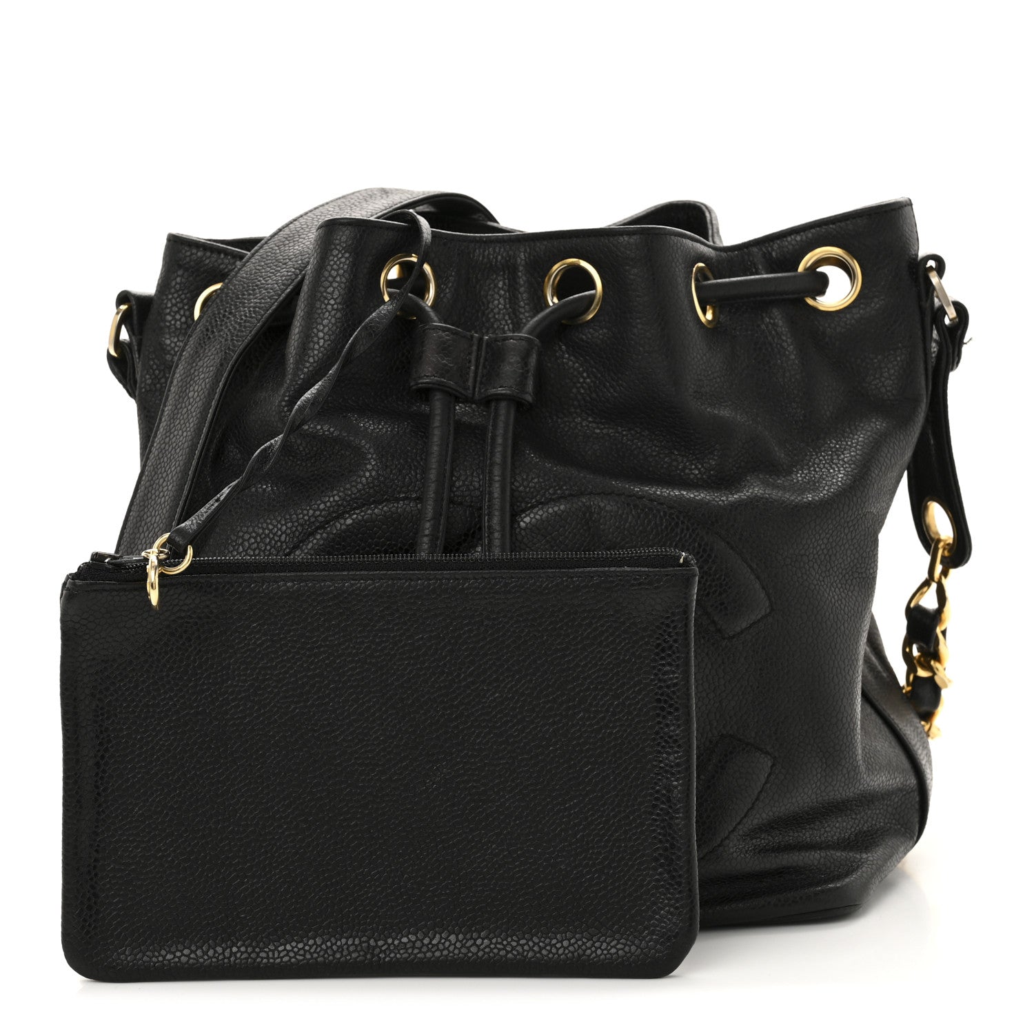 Chanel Caviar CC Chain Mini Drawstring Bag Black 3 of 13
