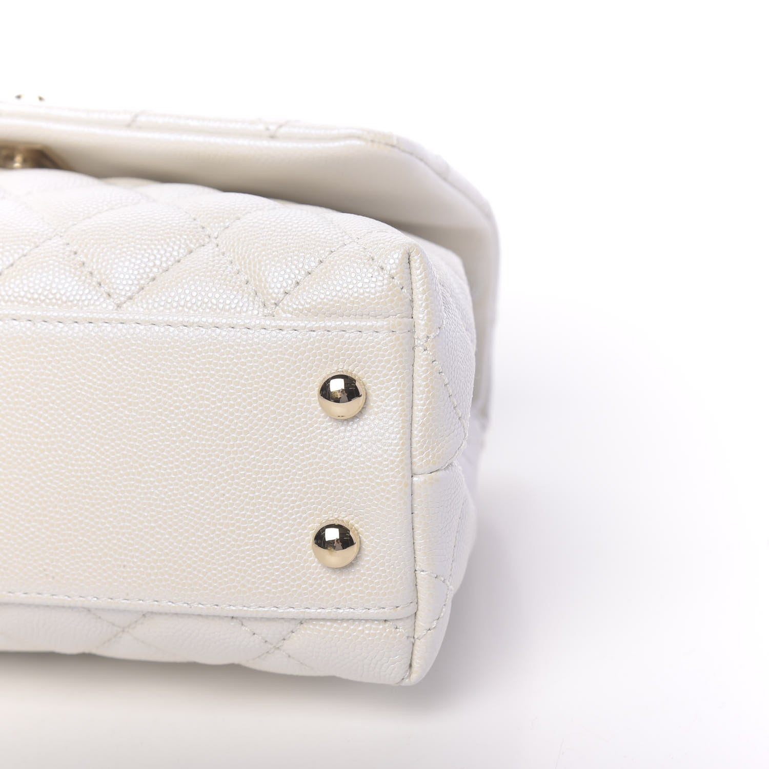 Chanel Iridescent Caviar Quilted Mini Coco Handle Flap White 11 of 11