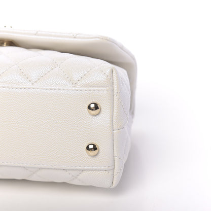 Chanel Iridescent Caviar Quilted Mini Coco Handle Flap White 11 of 11