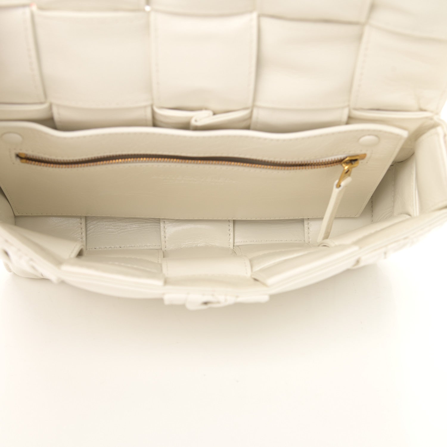 Bottega Veneta Calfskin Intreccio Plisse Cassette Crossbody Bag White 5 of 10