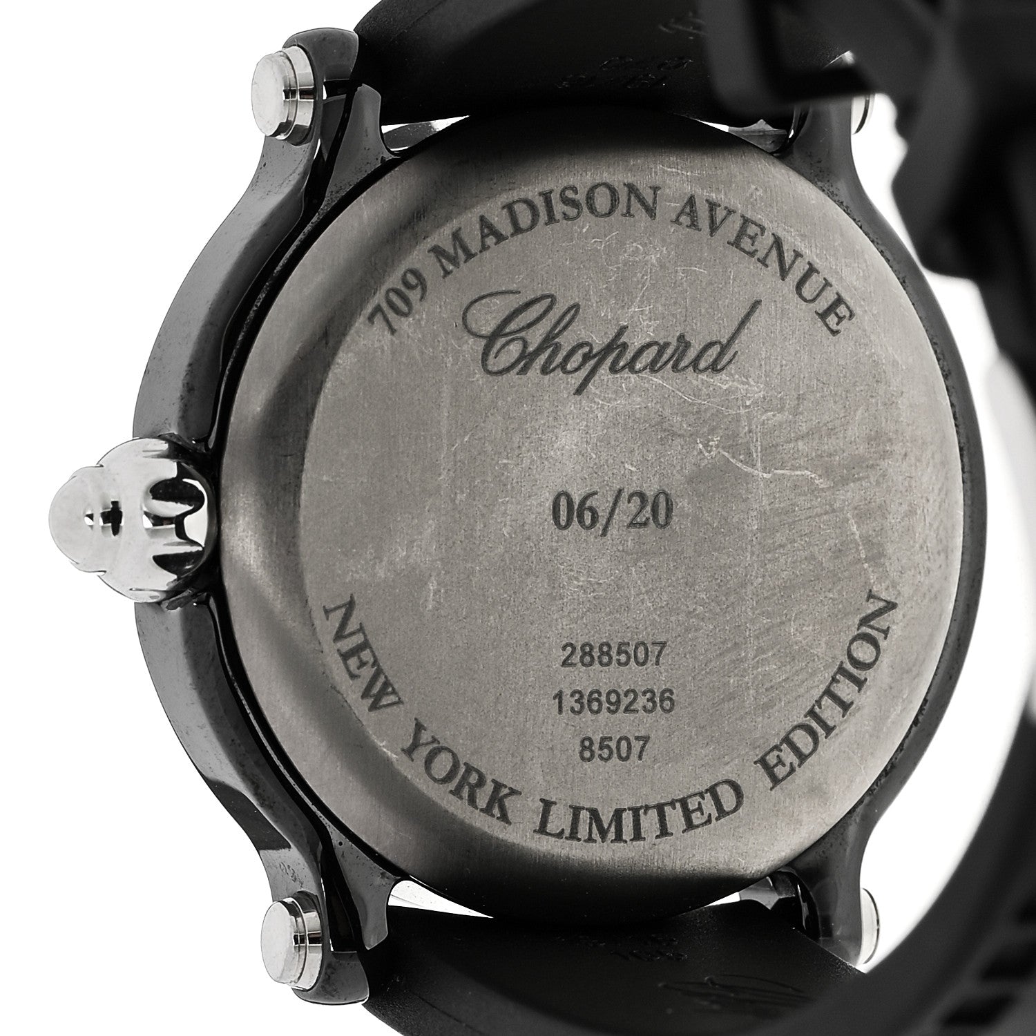Chopard Stainless Steel Rubber Diamond Pink Sapphire 38mm Happy